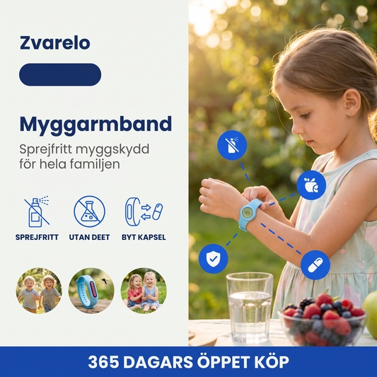 Zvarelo — Myggarmbandet som håller myggen borta utan spray på huden