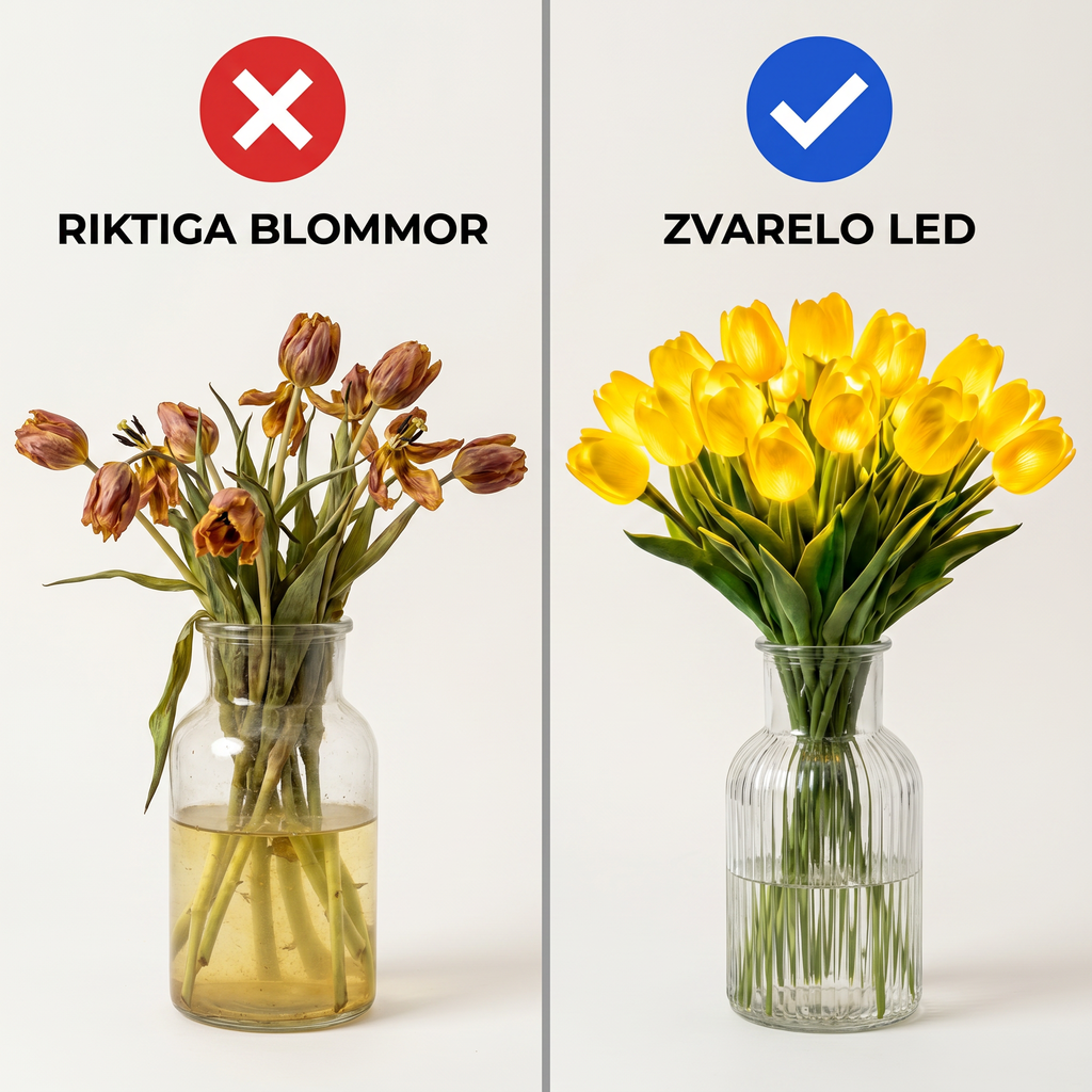 Zvarelo™ — Den Originella LED-Tulpanen med varmvitt sken som aldrig vissnar