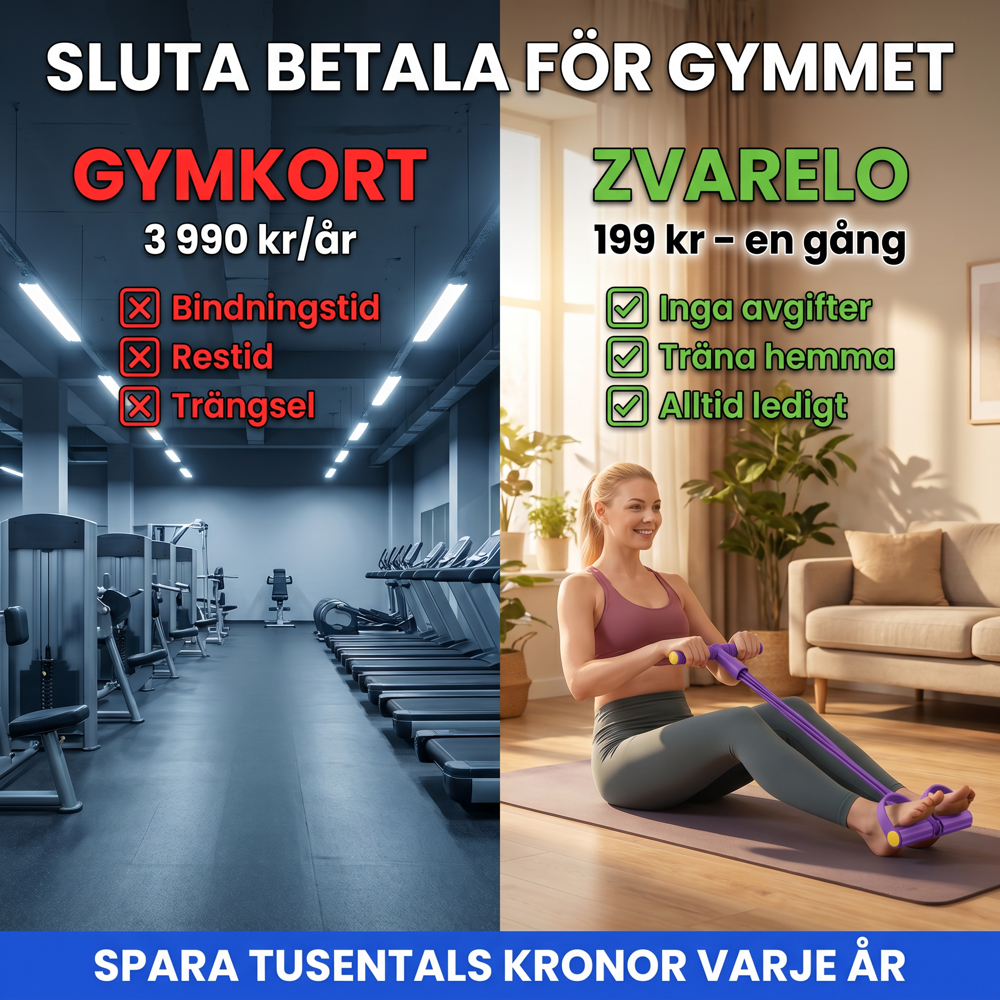 Zvarelo™ — Expanderbara Träningsbandet som ersätter gymmet och tränar hela kroppen hemma