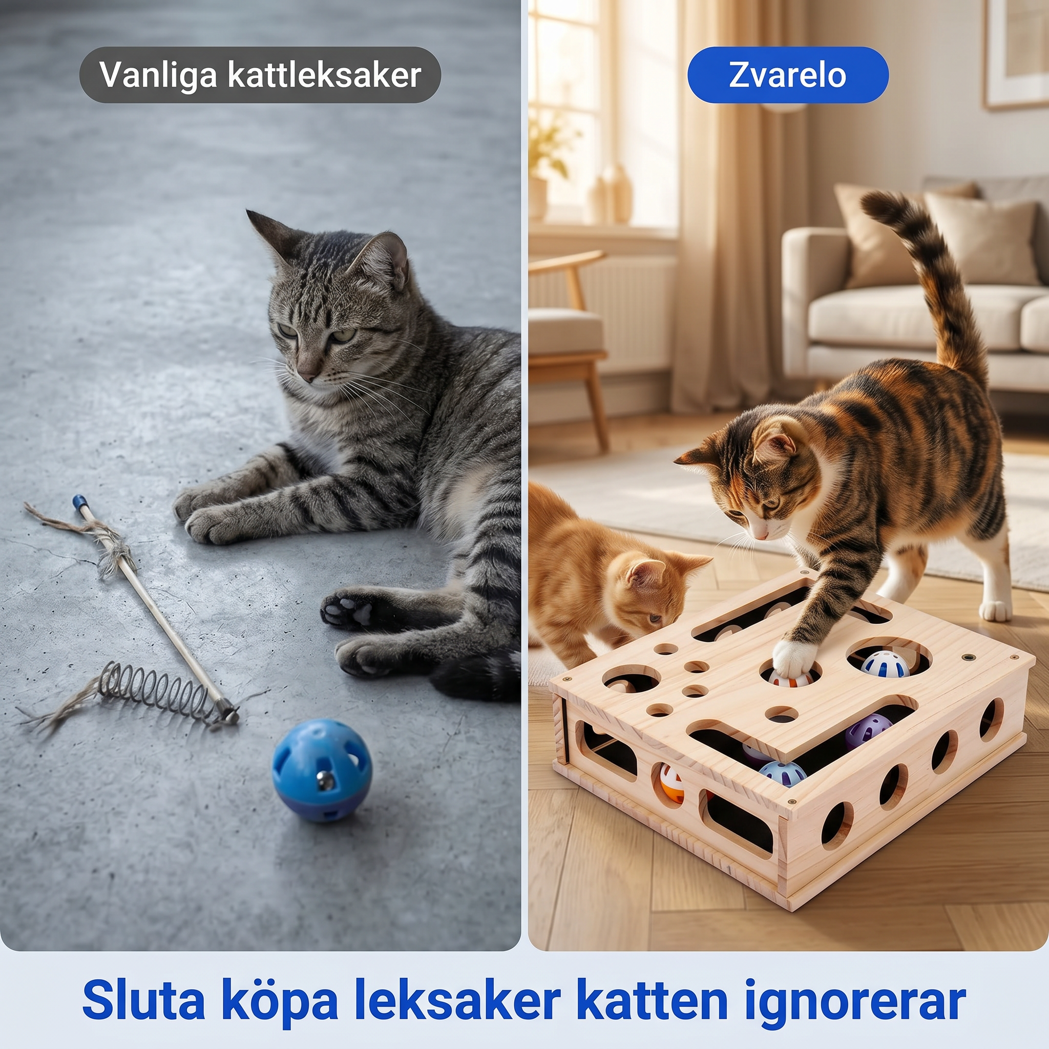 Zvarelo™ — Kattpussel i Trä med Inbyggd Klösbräda