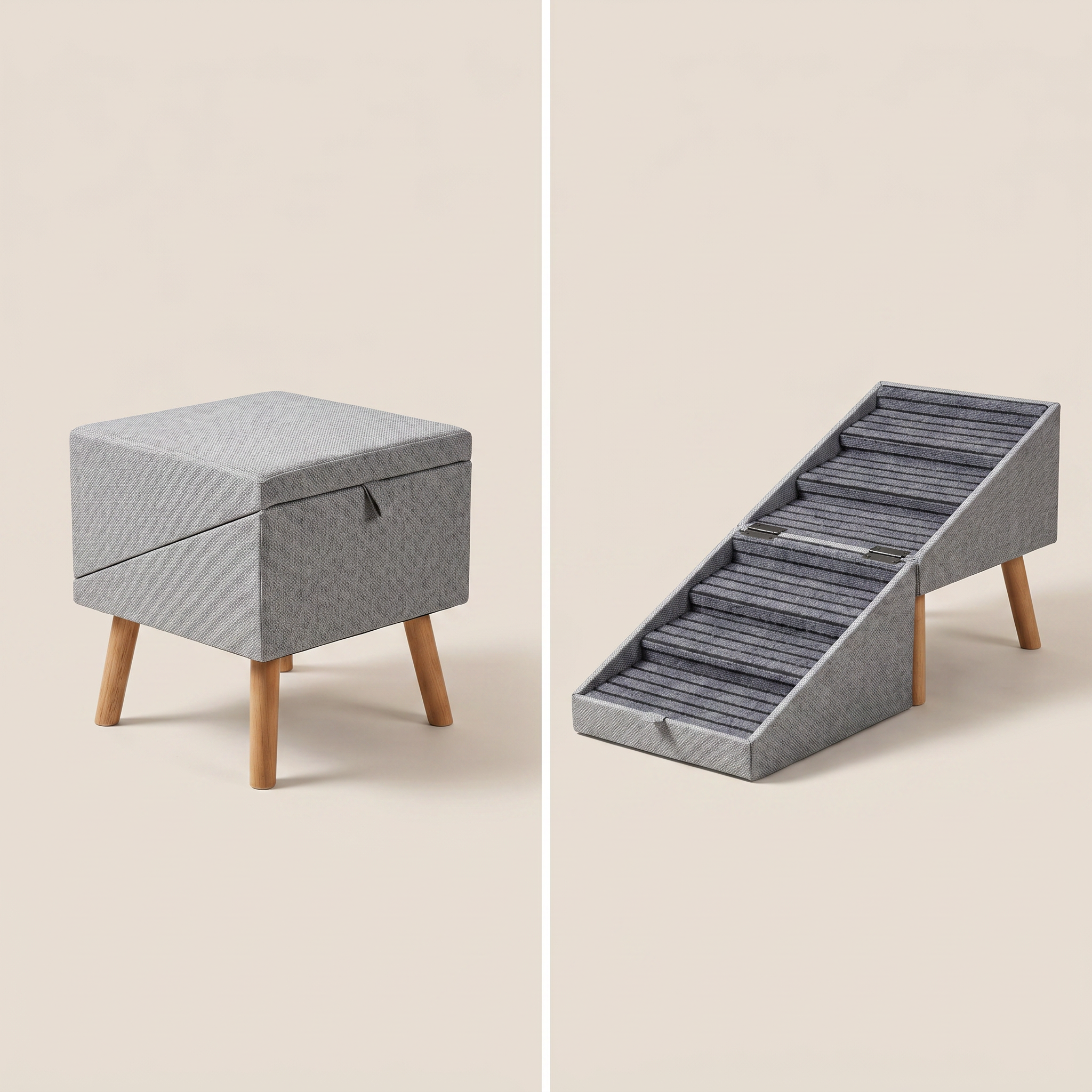 Zvarelo™ — Den Originella Hundtrappan i ottoman-design som skyddar din hunds leder