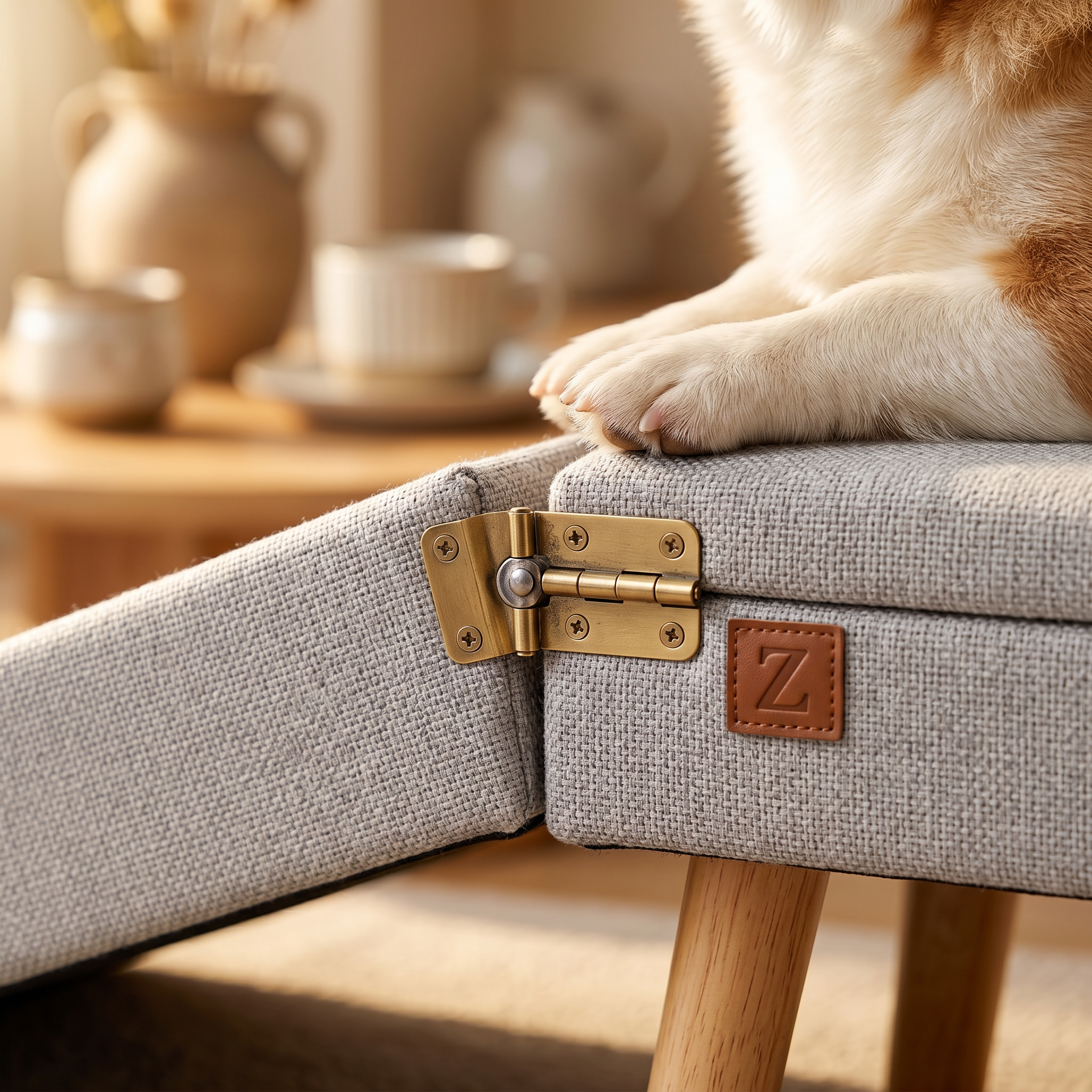 Zvarelo™ — Den Originella Hundtrappan i ottoman-design som skyddar din hunds leder