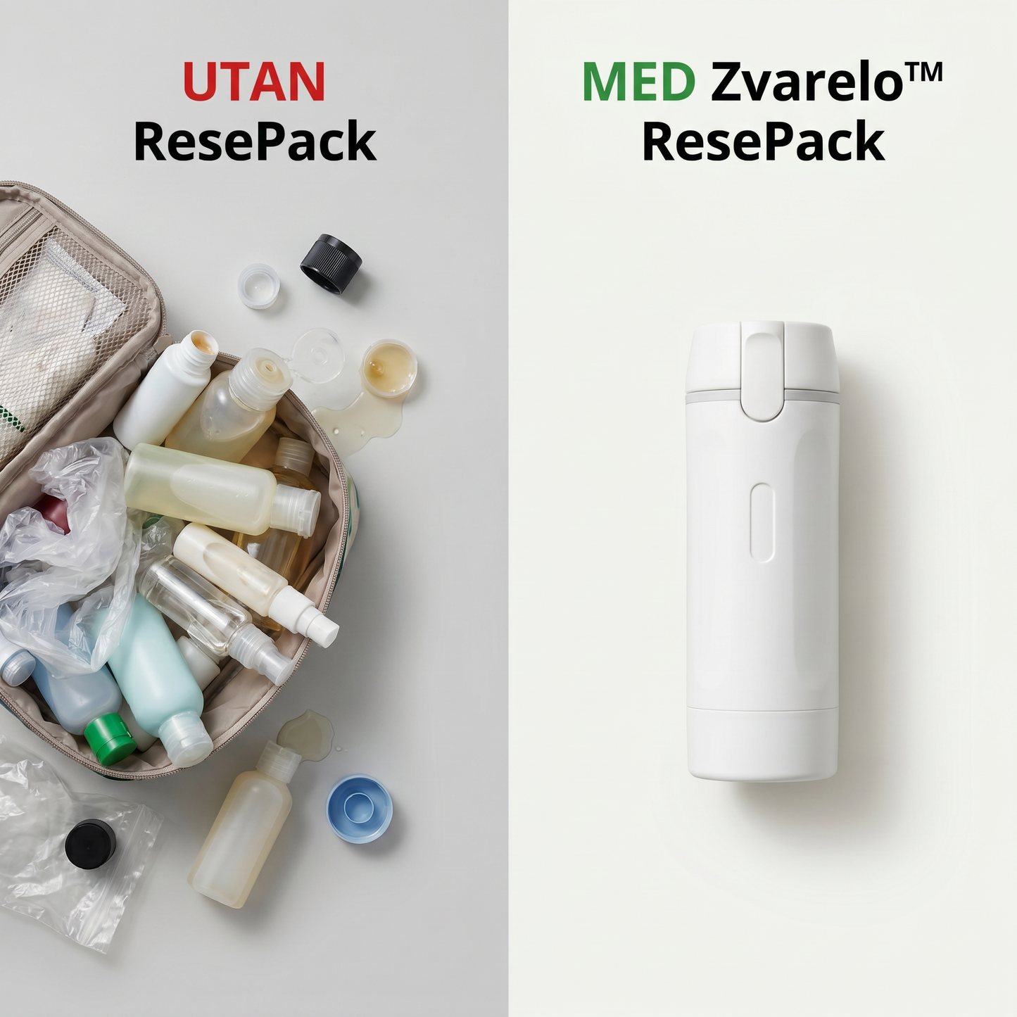 Zvarelo — Reseflaskan med 4 pumpar som samlar hela din rutin läckagesäkert i jackfickestorlek