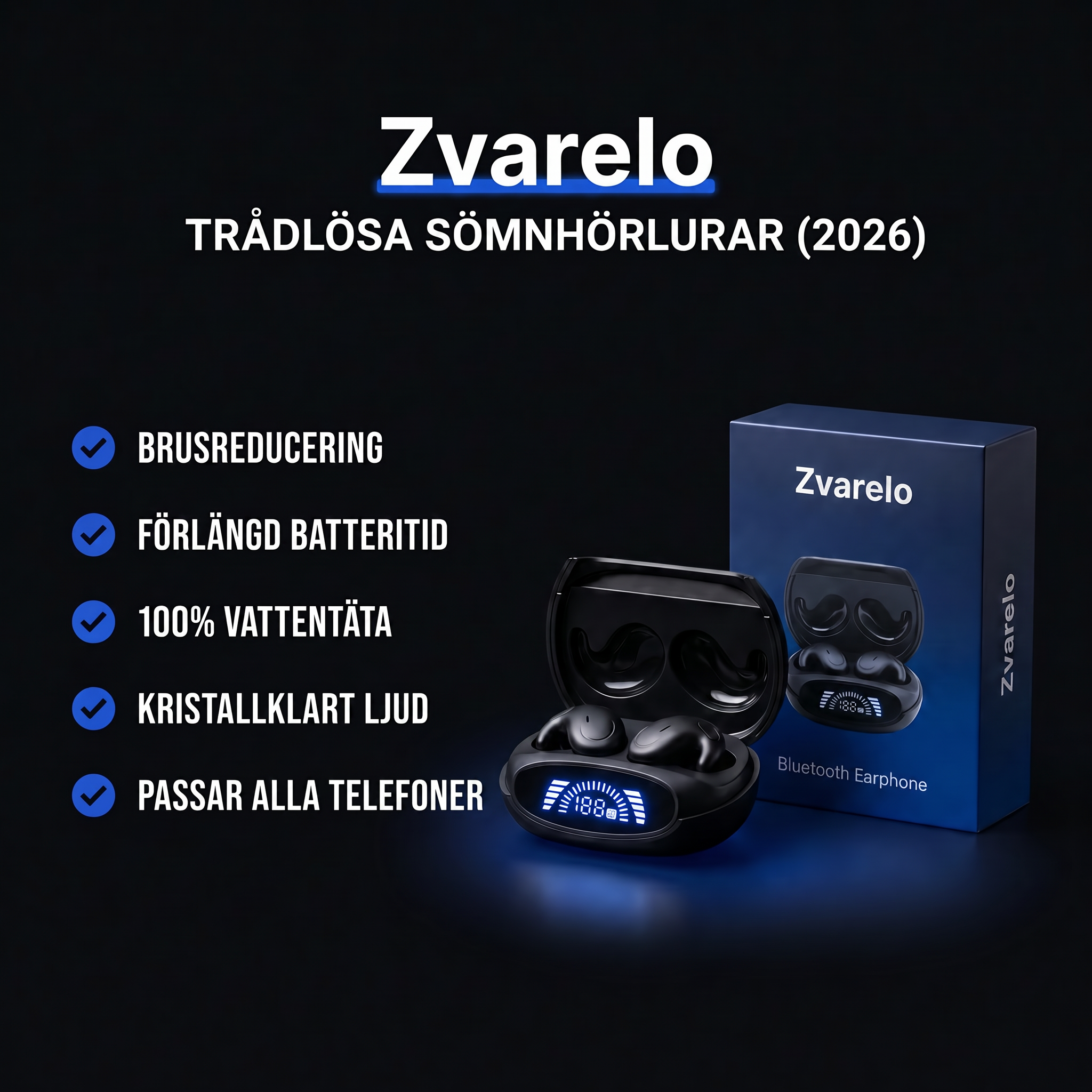 Zvarelo™ — Trådlösa Sömnhörlurar som låter dig somna med musik utan sladdar i vägen