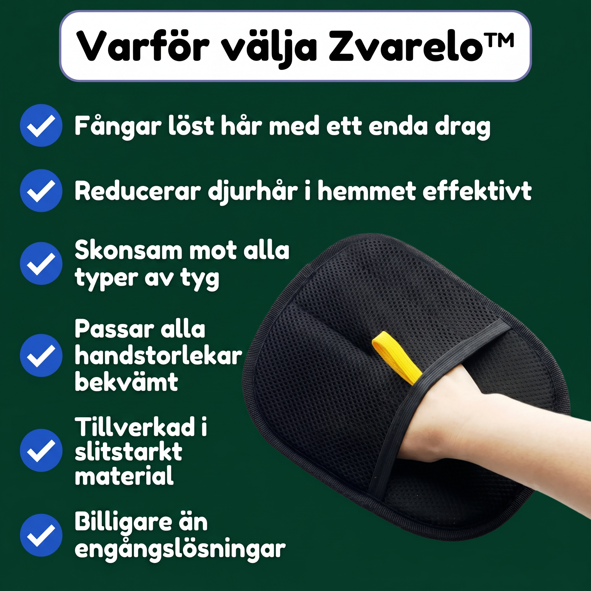 Zvarelo™ — Hårborttagningshandsken som river av djurhår från soffor och kläder med ett drag