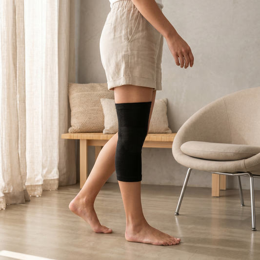 Zvarelo™ — Knästödet i bambu som sitter utan att rulla, andas utan att svettas och bärs hela natten