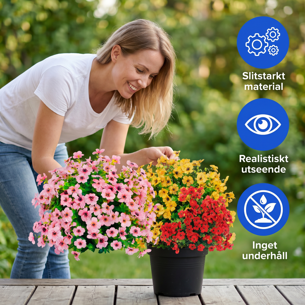Zvarelo™ — Den Originella Konstblomman som håller sig fräsch i sol och regn utan skötsel