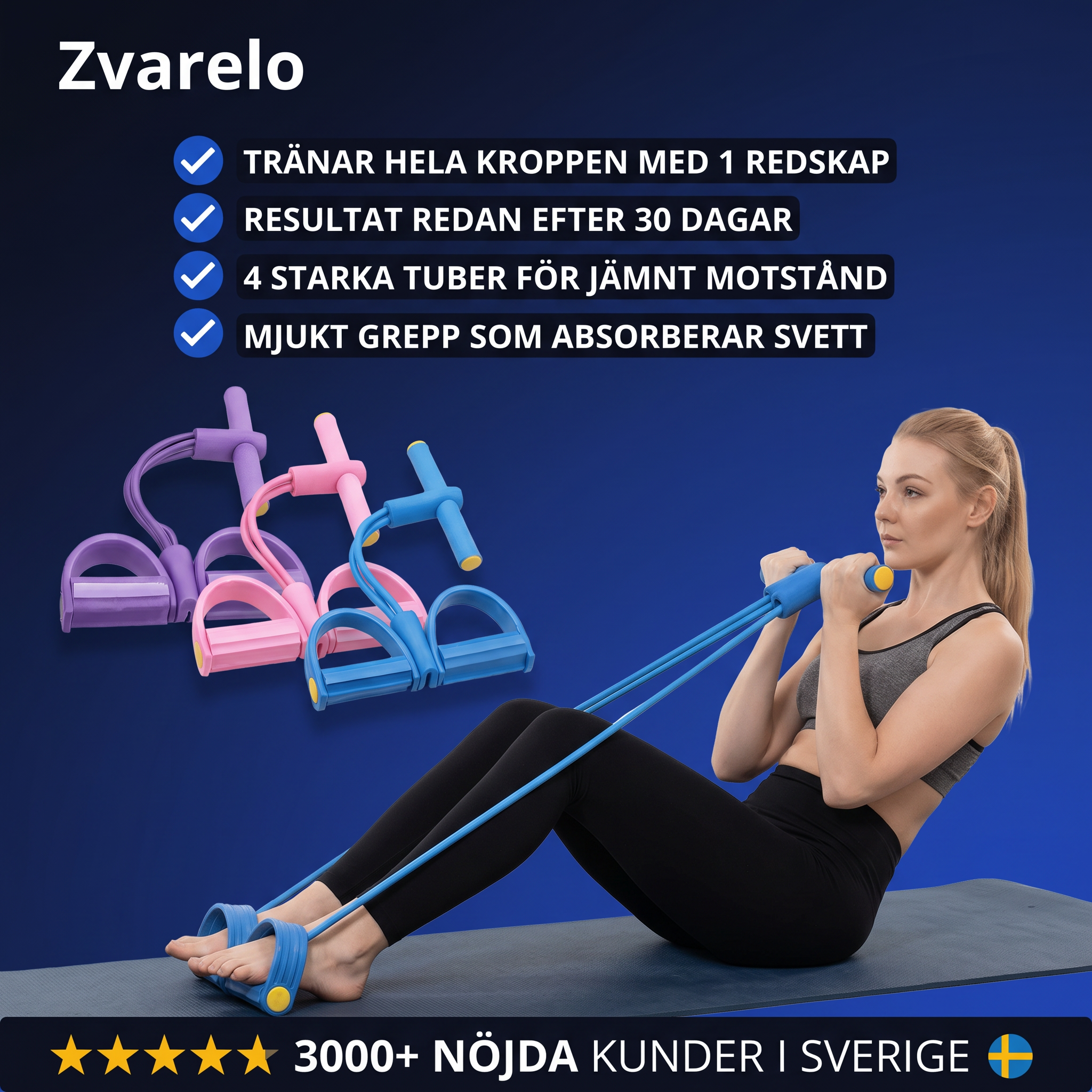 Zvarelo™ — Expanderbara Träningsbandet som ersätter gymmet och tränar hela kroppen hemma