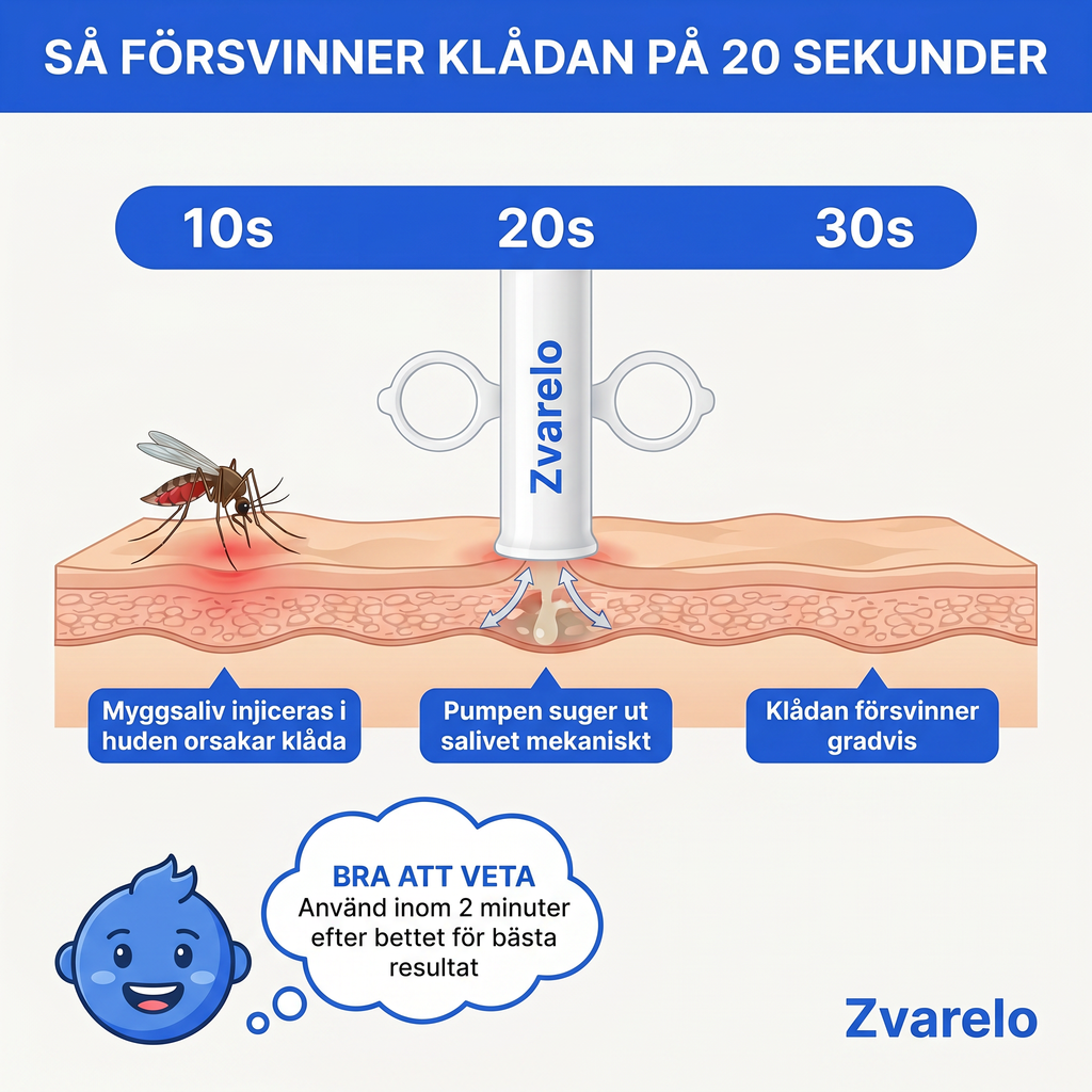 Zvarelo™ — Den Originella Sugpennan som drar ut myggbettets saliv och tar bort klådan vid källan