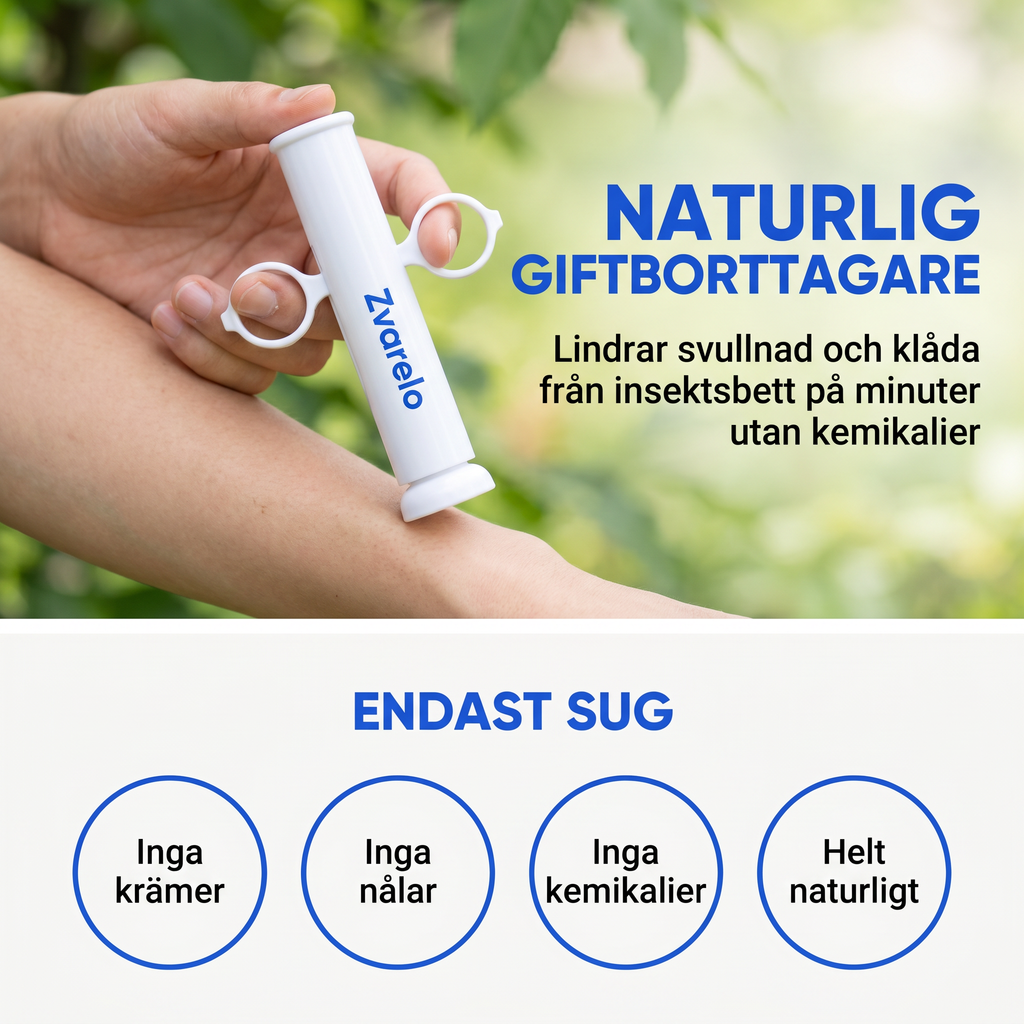 Zvarelo™ — Den Originella Sugpennan som drar ut myggbettets saliv och tar bort klådan vid källan