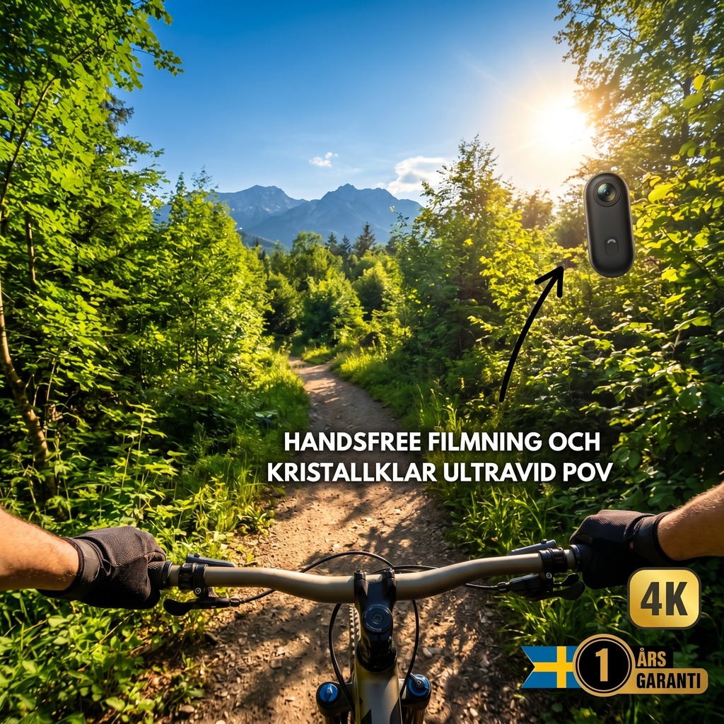 Zvarelo™ — Actionkameran som filmar äventyr i 4K med vattentätt hölje och fästen för hjälm, cykel och surfboard