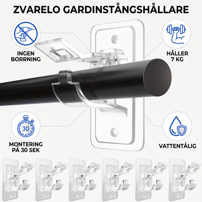 Zvarelo — Gardinstångshållaren som sitter fast utan borrning och lämnar inga märken