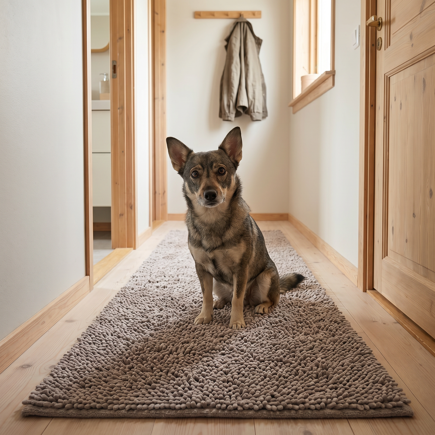 Zvarelo™ — Hundmattan med tre lager som fångar lera och vatten vid dörren innan tassarna når golvet