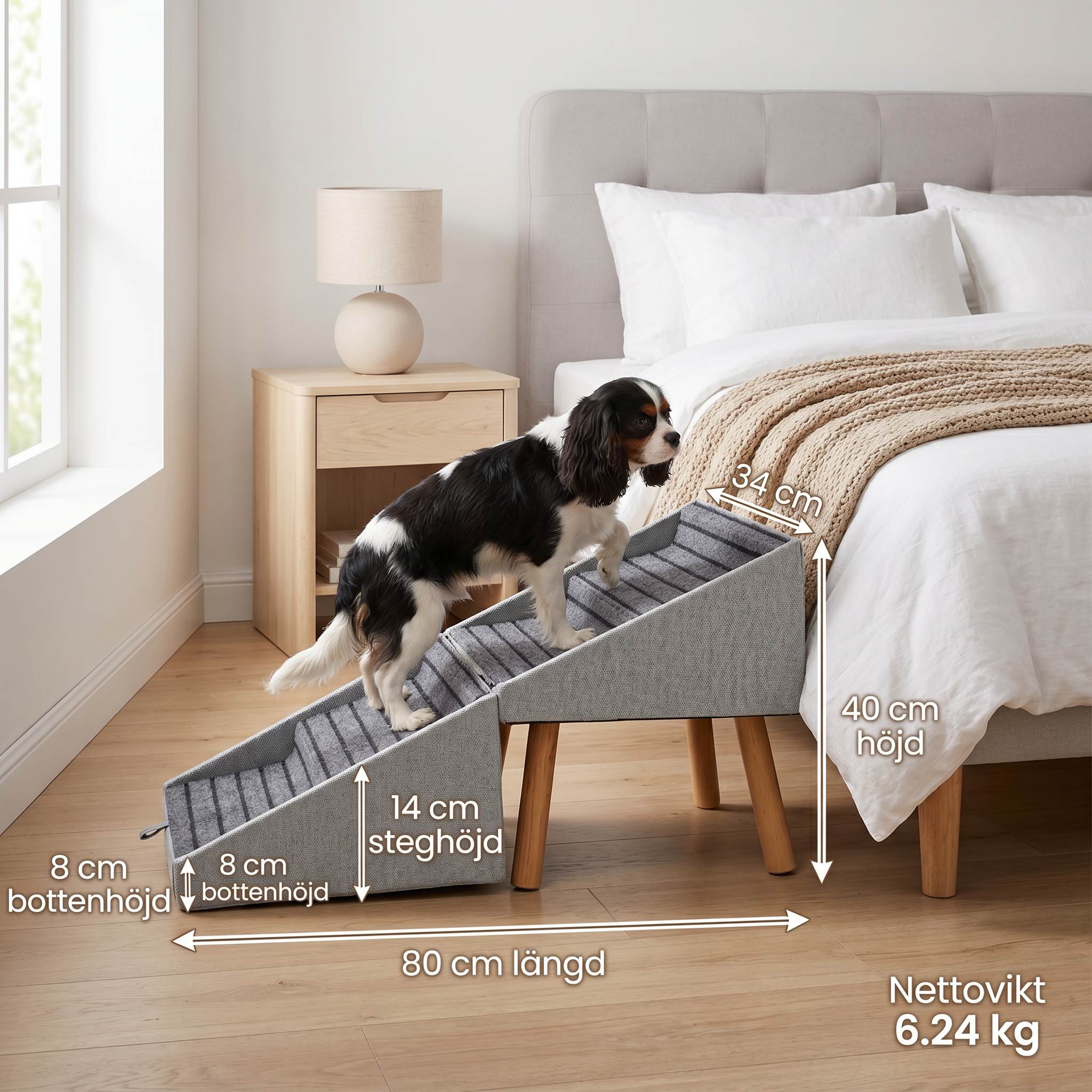 Zvarelo™ — Den Originella Hundtrappan i ottoman-design som skyddar din hunds leder