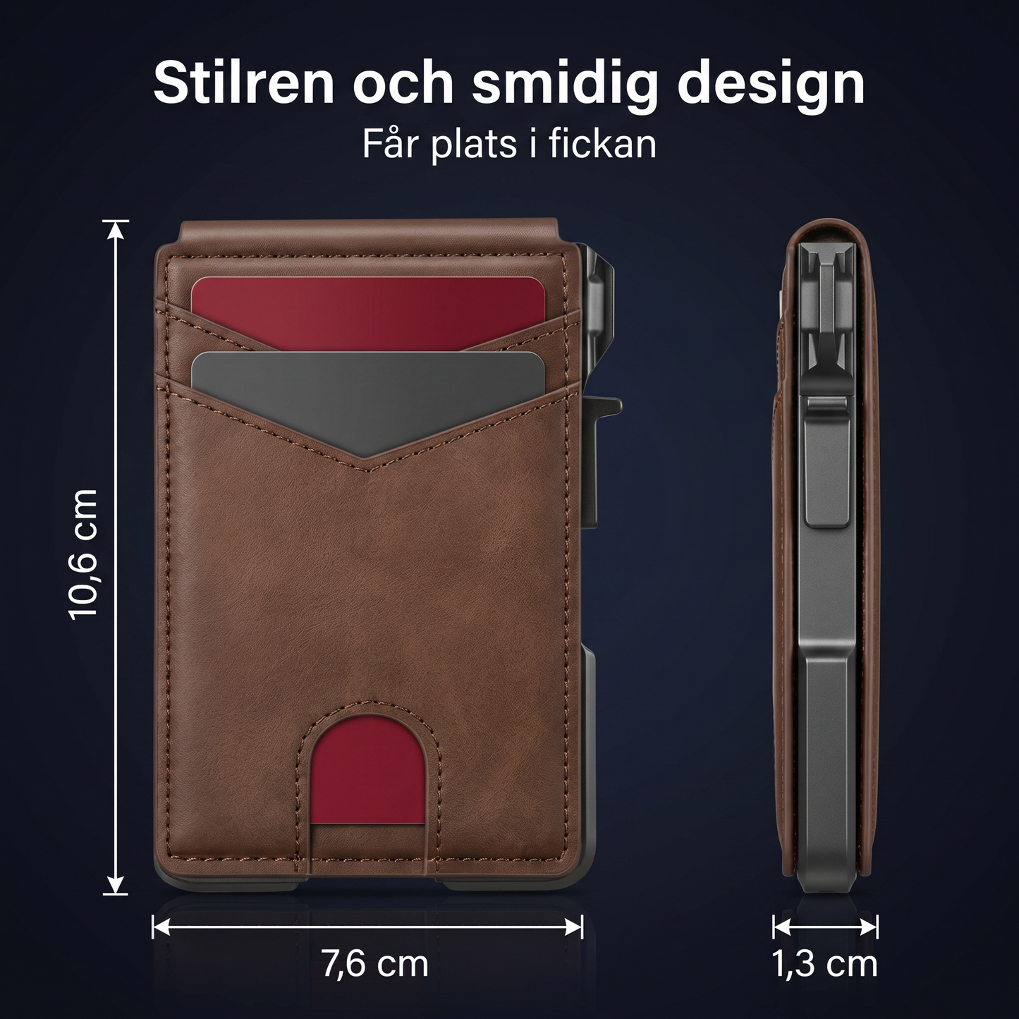 Zvarelo™ — Titanplånboken med pop-up-visning som visar alla kort med ett klick