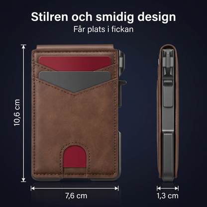 Zvarelo™ — Titanplånboken med pop-up-visning som visar alla kort med ett klick
