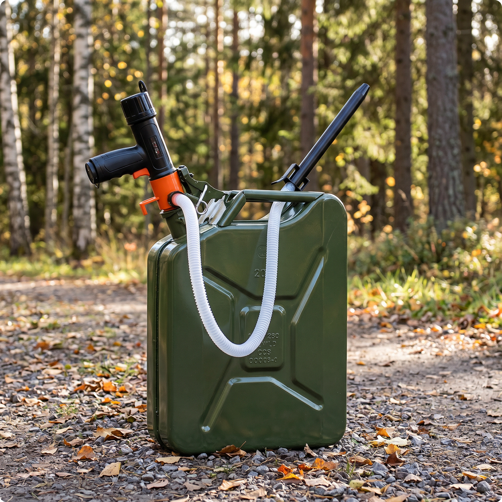 Zvarelo™ — Bränslepumpen som flyttar bränsle från dunken till tanken utan spill och passar båt, skoter och traktor