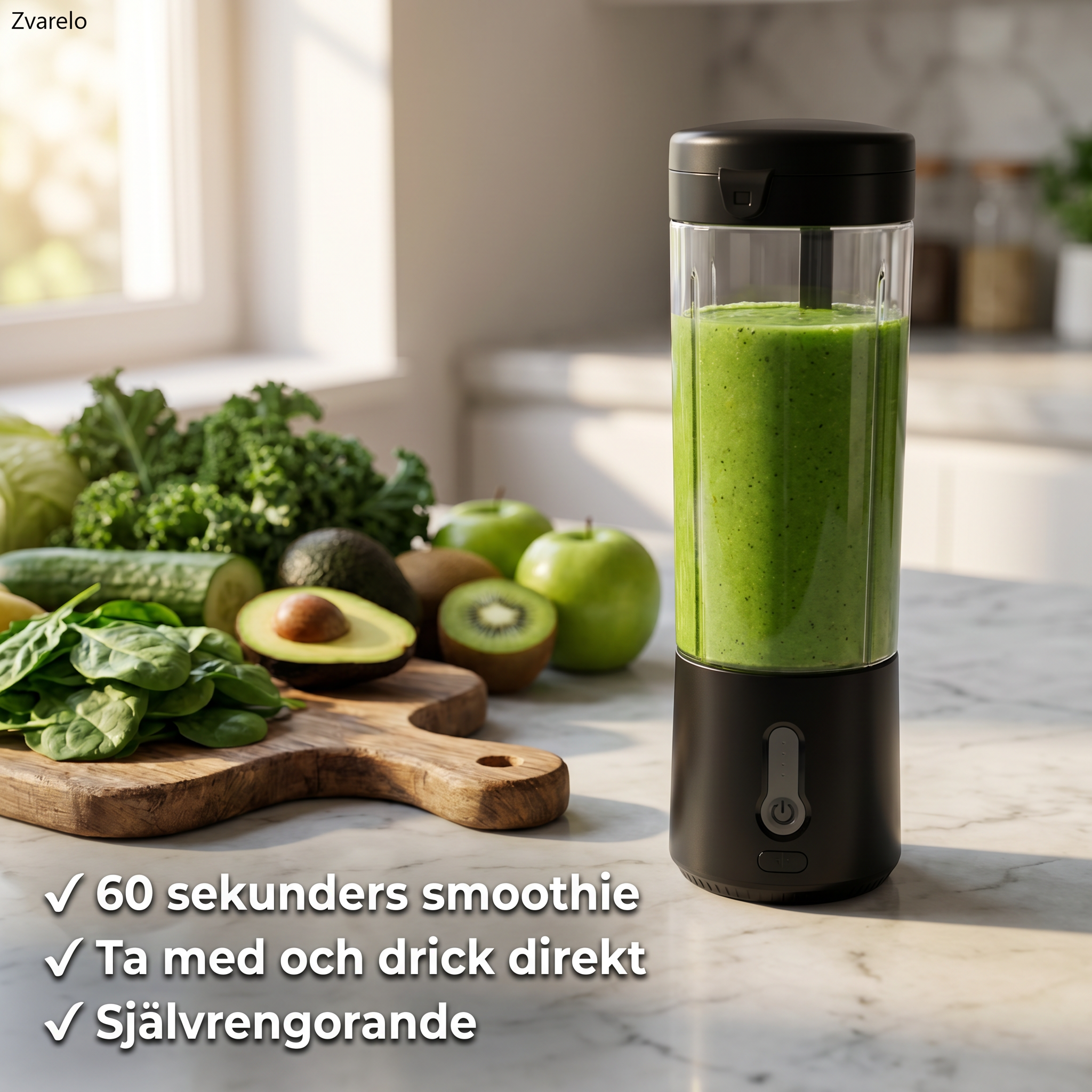 Zvarelo™ — Den trådlösa smoothiemixern som krossar frysta bär på 60 sekunder, förvandlas till en flaska och rengör sig själv