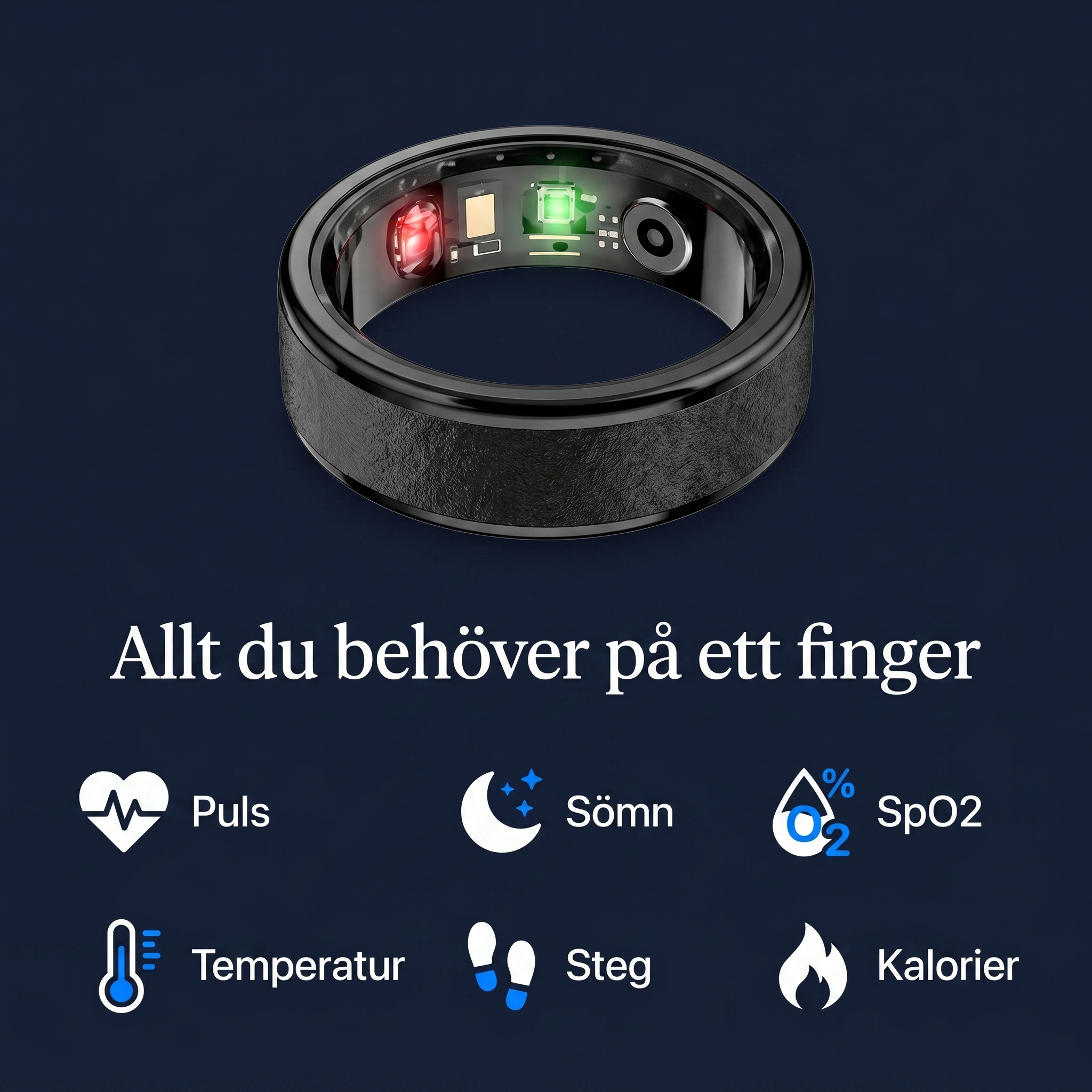 Zvarelo™ — Hälsoringen som spårar sömn, puls och stressnivå dygnet runt utan skärm