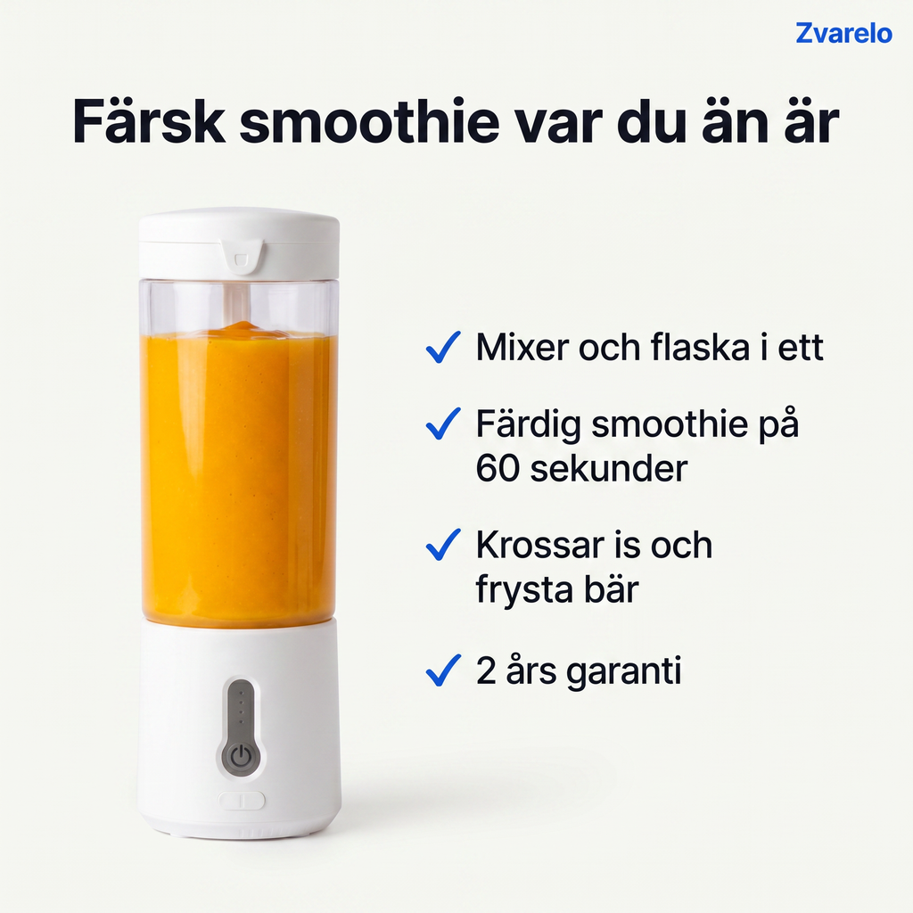 Zvarelo™ — Den trådlösa smoothiemixern som krossar frysta bär på 60 sekunder, förvandlas till en flaska och rengör sig själv
