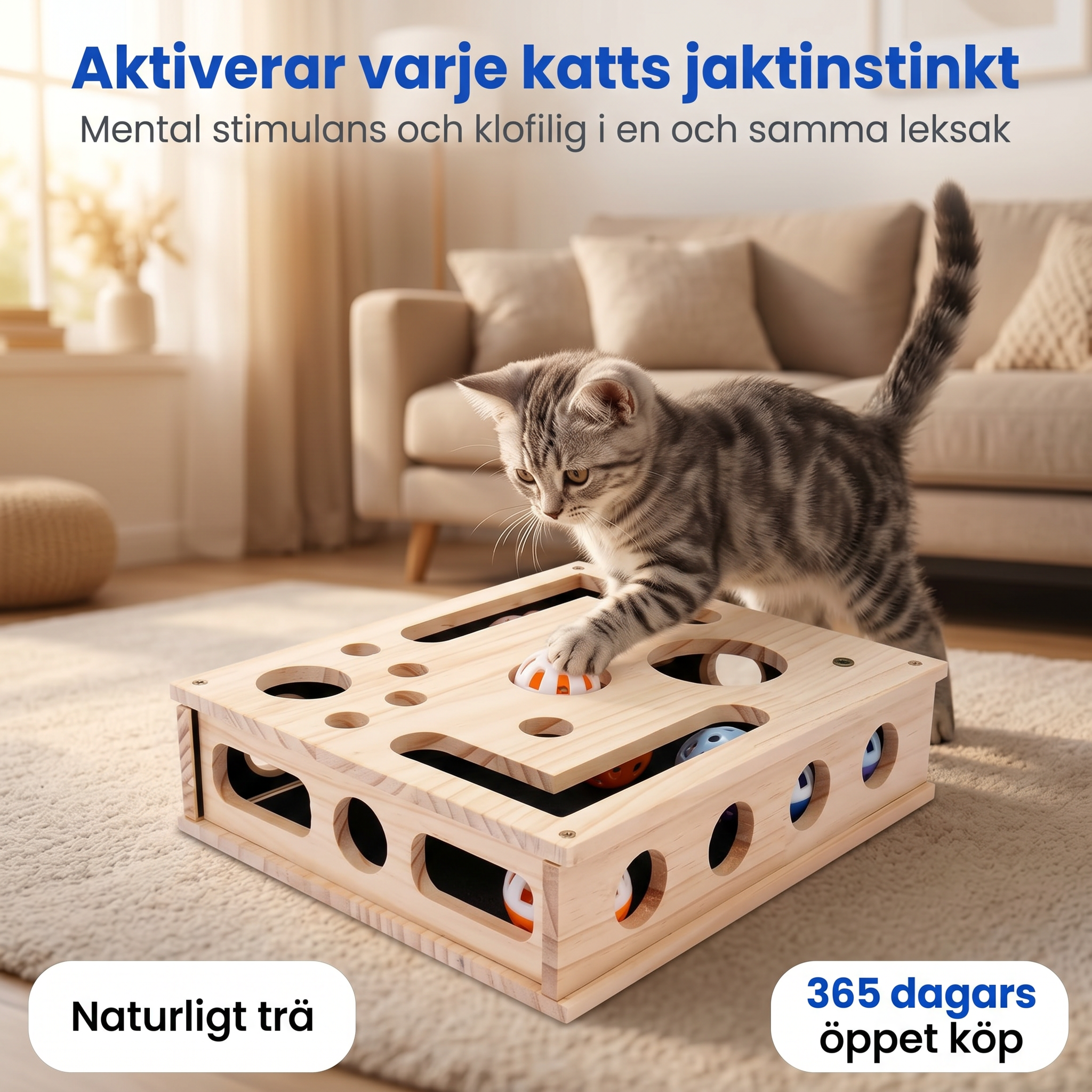 Zvarelo™ — Kattpussel i Trä med Inbyggd Klösbräda