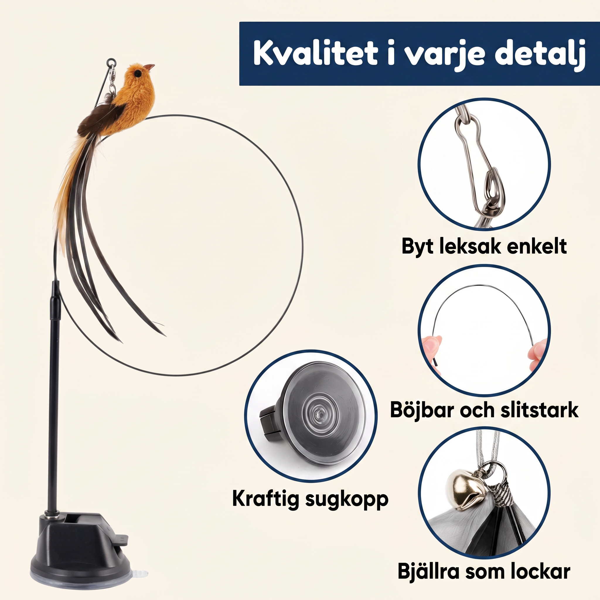 Zvarelo™ — Automatiska fågelbågen som aktiverar jaktinstinkten och underhåller katten i timmar