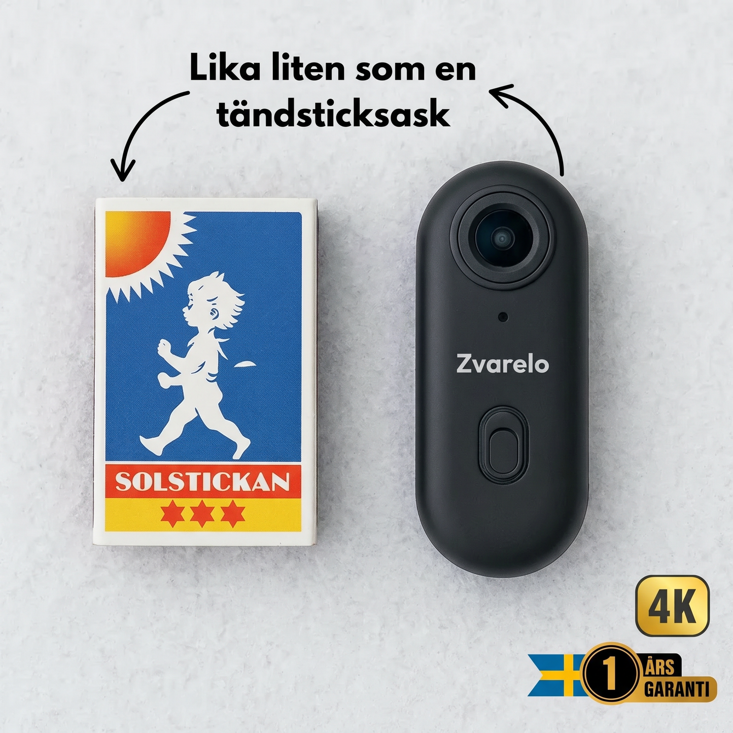 Zvarelo — Actionkameran som filmar äventyr i 4K med vattentätt hölje och fästen för hjälm, cykel och surfboard