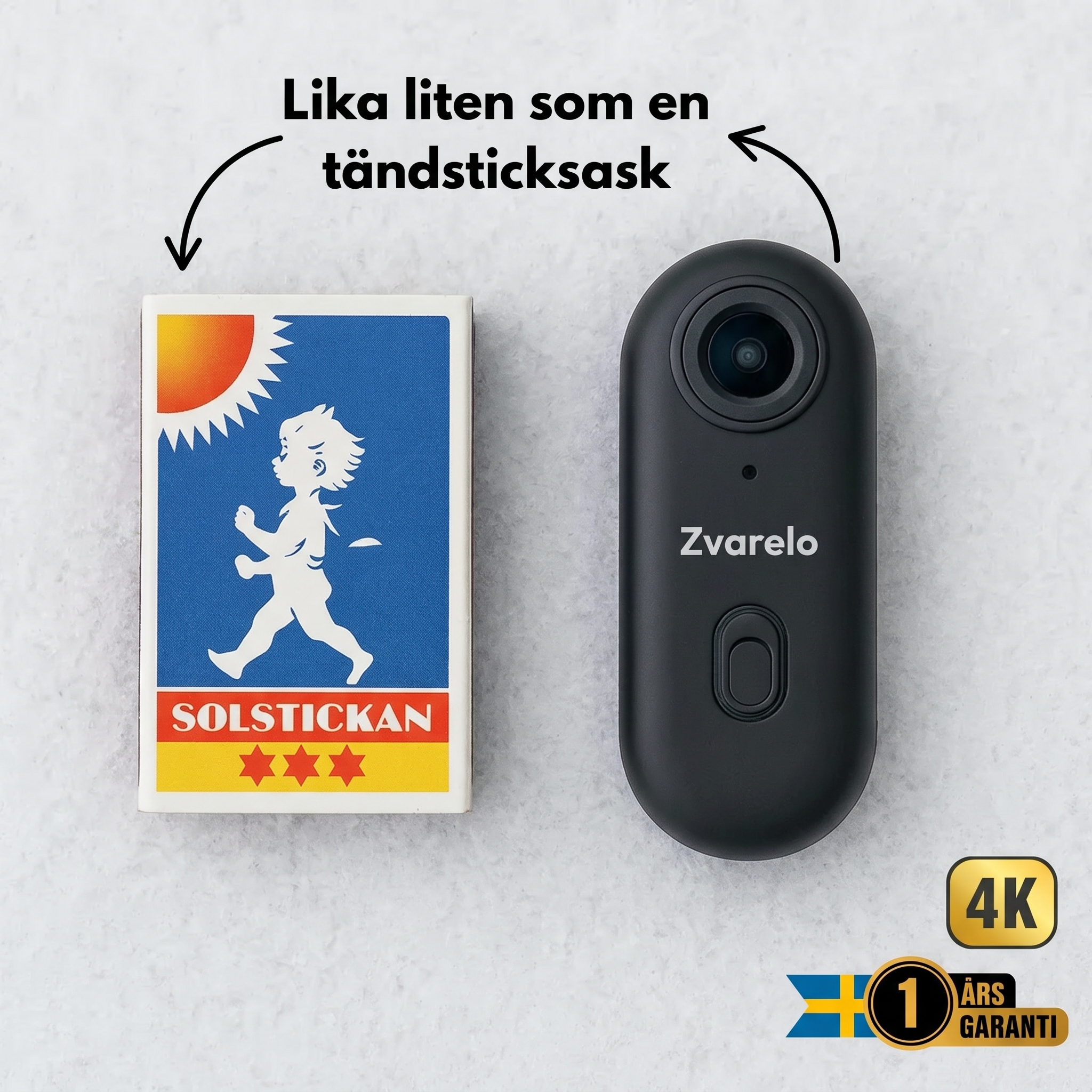 Zvarelo™ — Actionkameran som filmar äventyr i 4K med vattentätt hölje och fästen för hjälm, cykel och surfboard