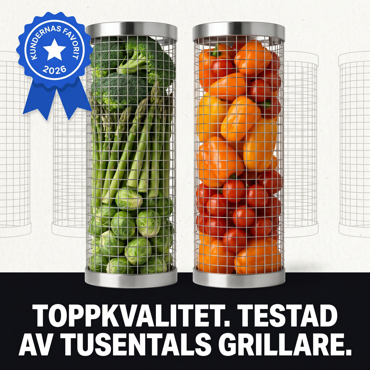 Zvarelo™ — Grillkorgen som håller räkor och grönsaker på plats, ger äkta grillsmak och diskas ren på fem minuter