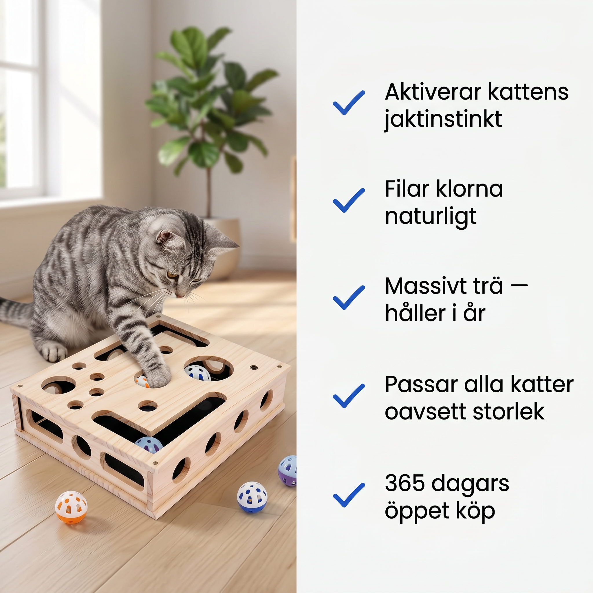 Zvarelo™ — Kattpussel i Trä med Inbyggd Klösbräda