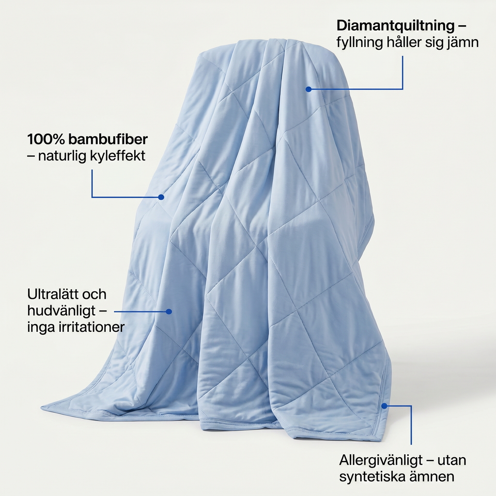 Zvarelo™ — Bambu-kyltäcket som reglerar kroppstemperaturen och håller dig sval hela natten