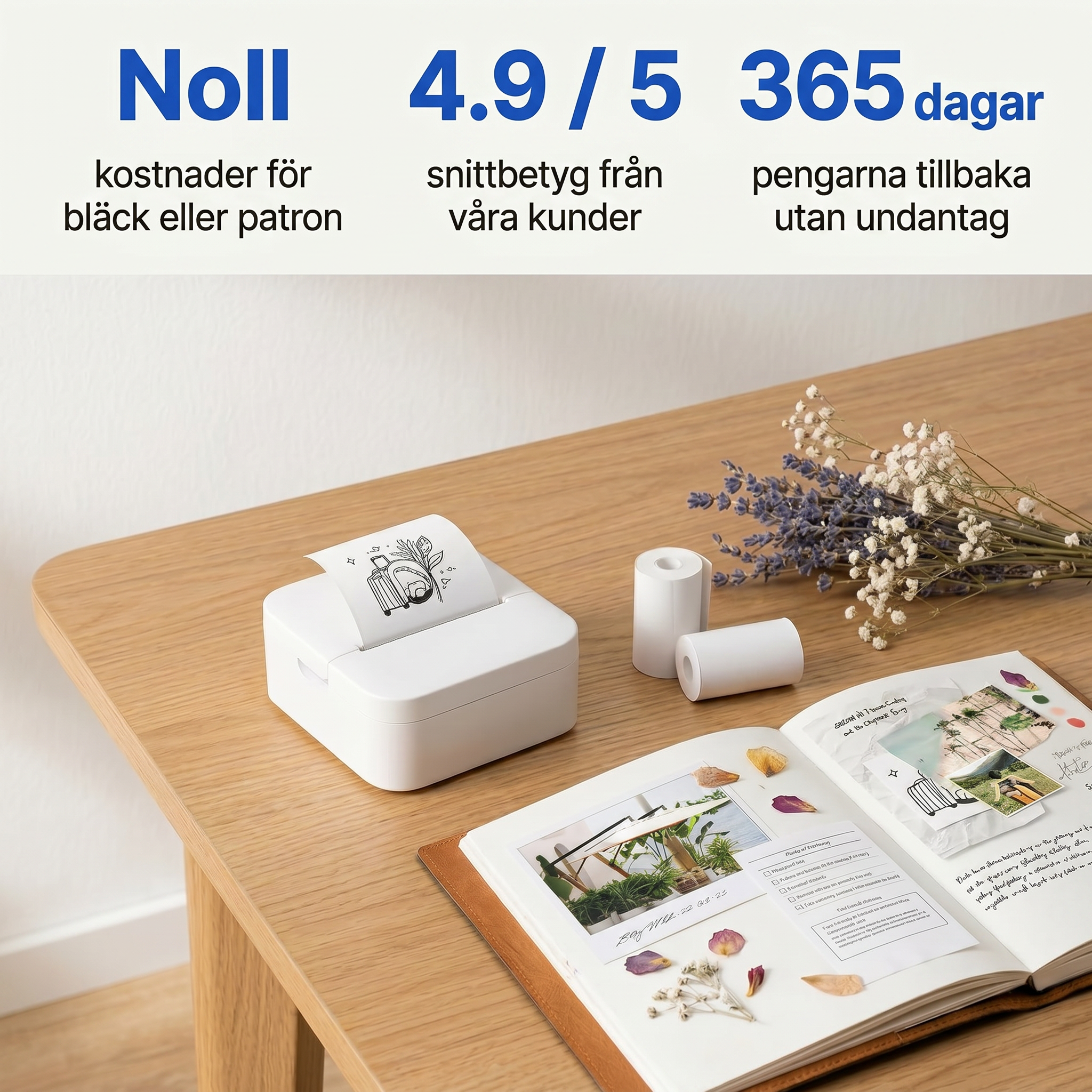 Zvarelo™ — Portabel bläckfri skrivare som förvandlar dina minnen till något du faktiskt kan hålla i