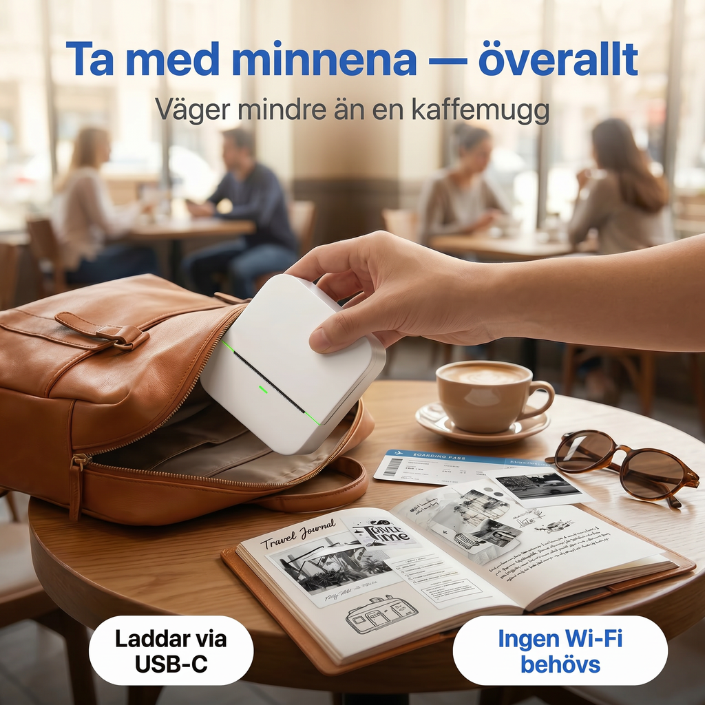Zvarelo™ — Portabel bläckfri skrivare som förvandlar dina minnen till något du faktiskt kan hålla i