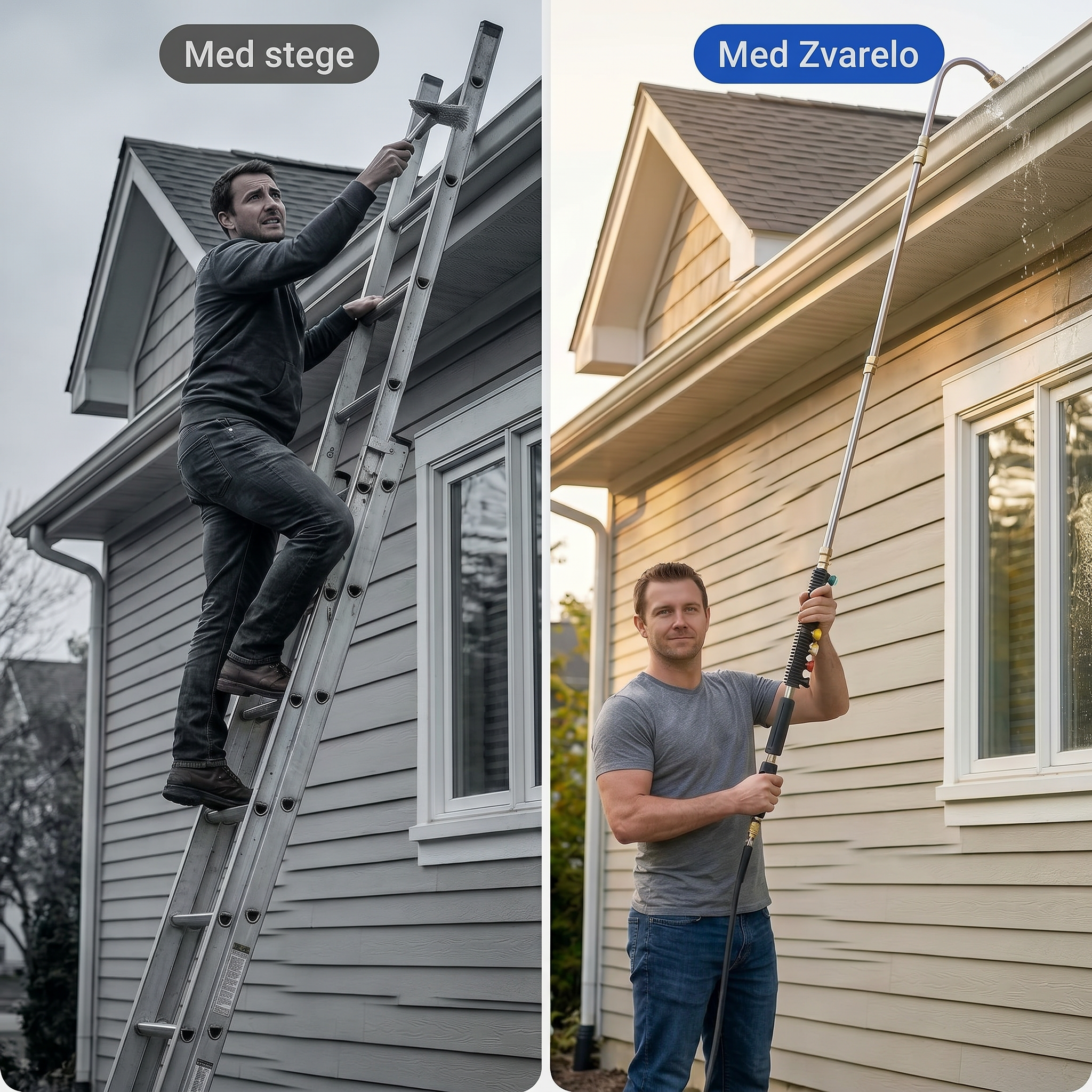 Zvarelo™ — Den Originella Högtrycksstaven som låter dig rengöra tak och rännor utan stege