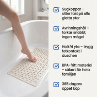 Zvarelo — Antislip duschmatta som förhindrar halkolyckor i duschen och stimulerar fötterna