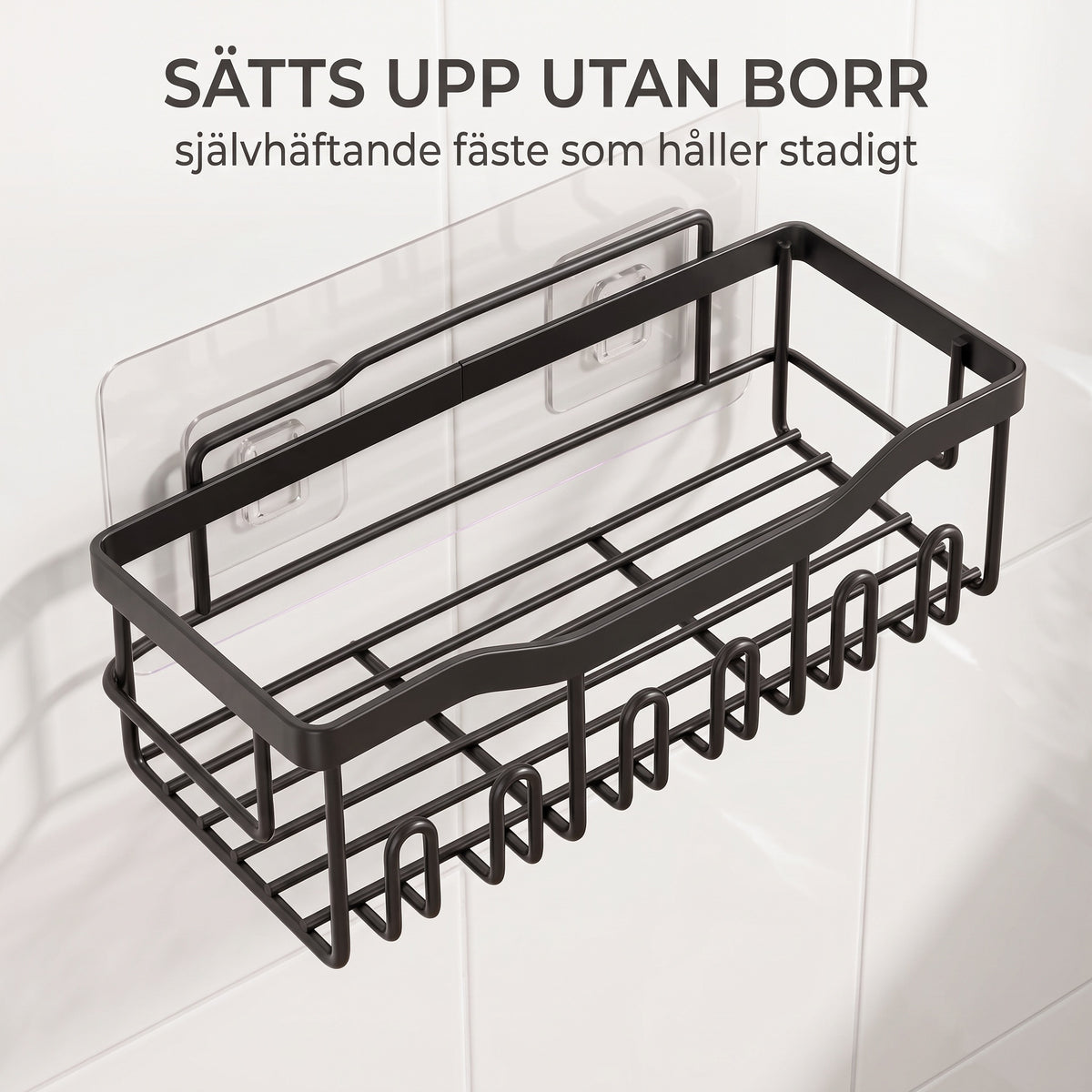 Badrumshylla som sätts upp utan borr