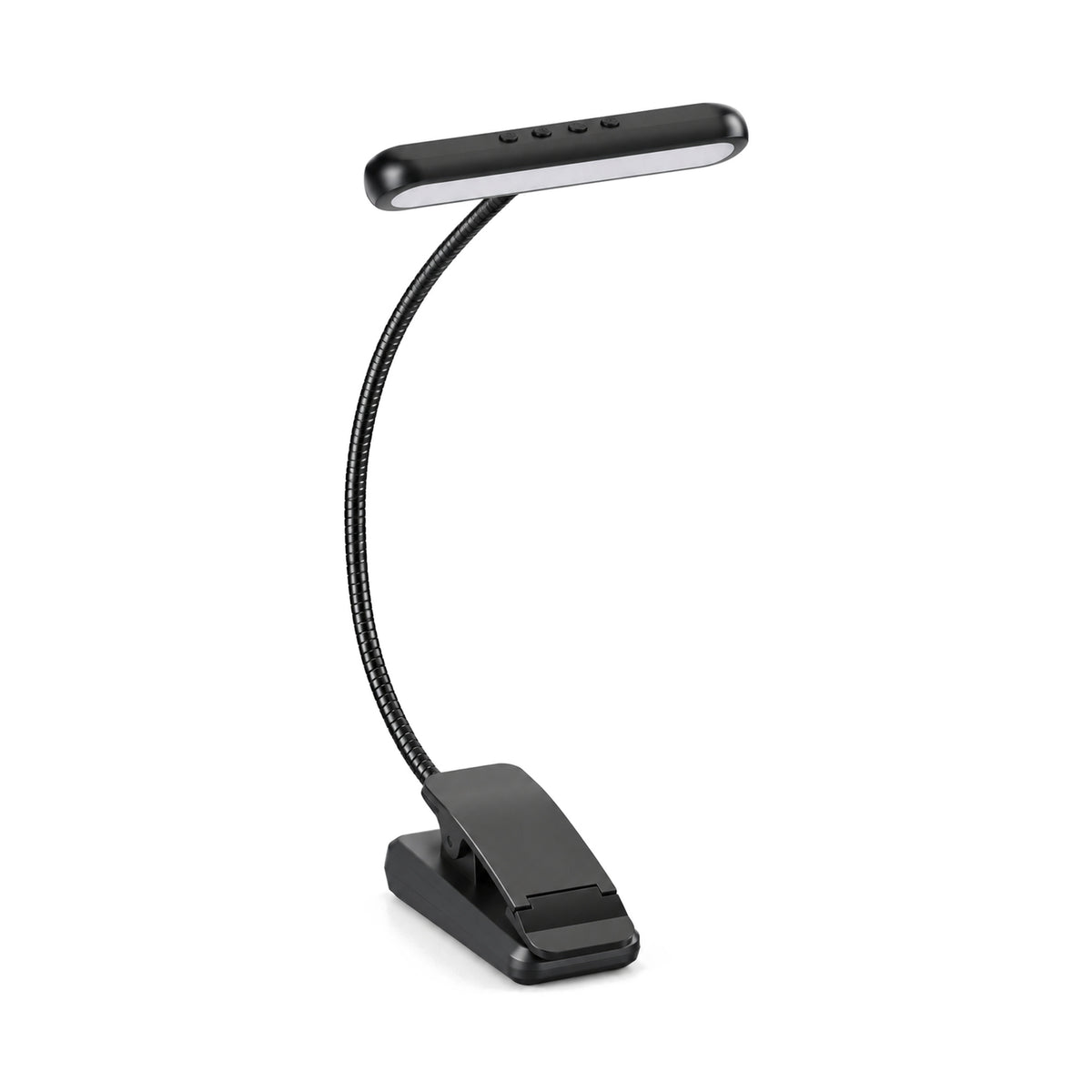 Bokläsarlampa med klips i färgen svart