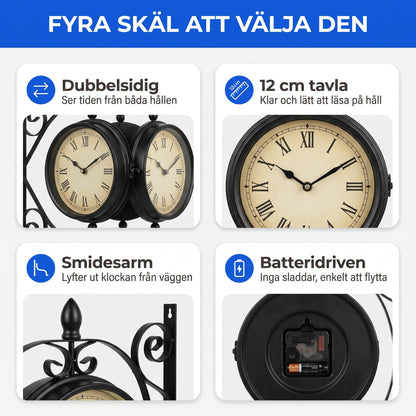 Fyra skäl dubbelsidig 12 cm tavla smidesarm batteridriven