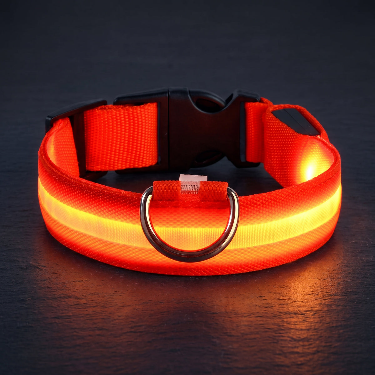 Lysande LED-hundhalsband i orange