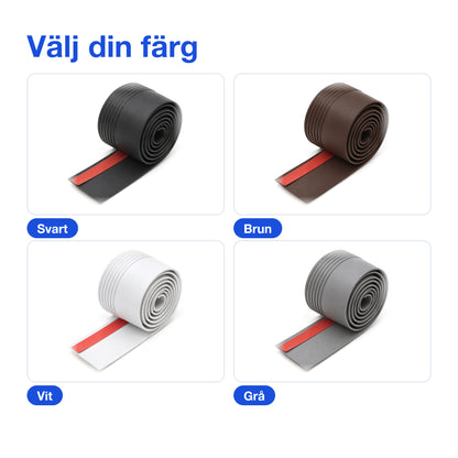 De fyra färgerna på dörrlisten: svart, brun, vit och grå
