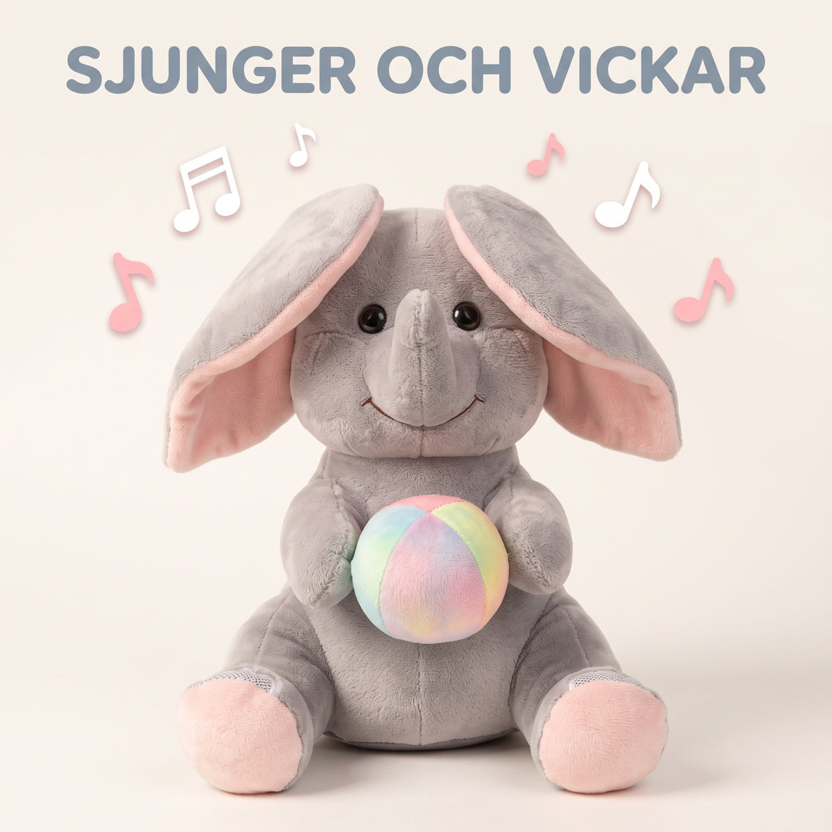 Elefanten sjunger och viftar med öronen