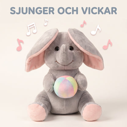 Elefanten sjunger och viftar med öronen