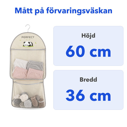 Mått på förvaringsväskan: höjd 60 cm och bredd 36 cm