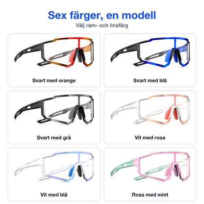 Fotokroma cykelglasögon i sex färger