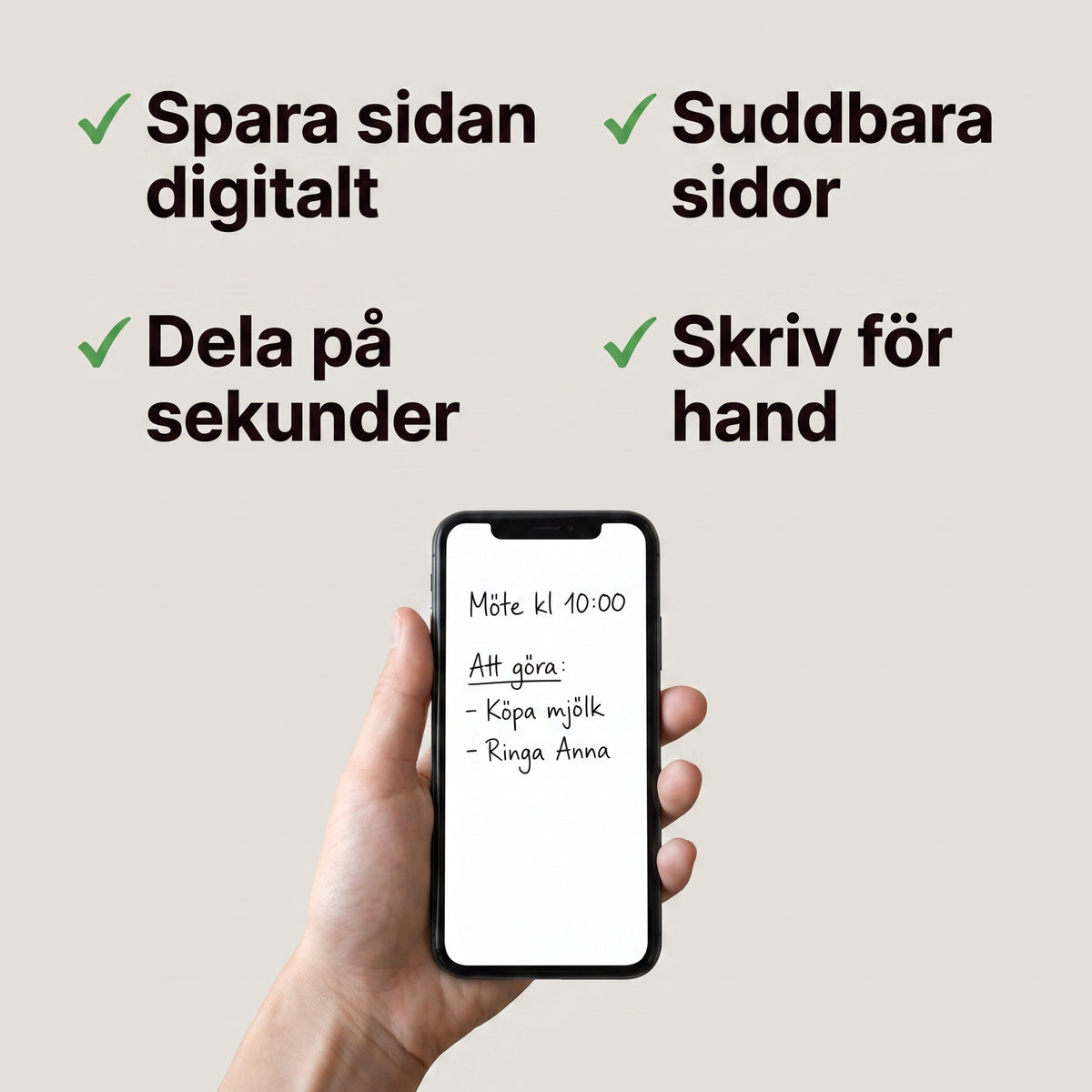 Fyra fördelar med blocket och en telefon som visar en sparad sida