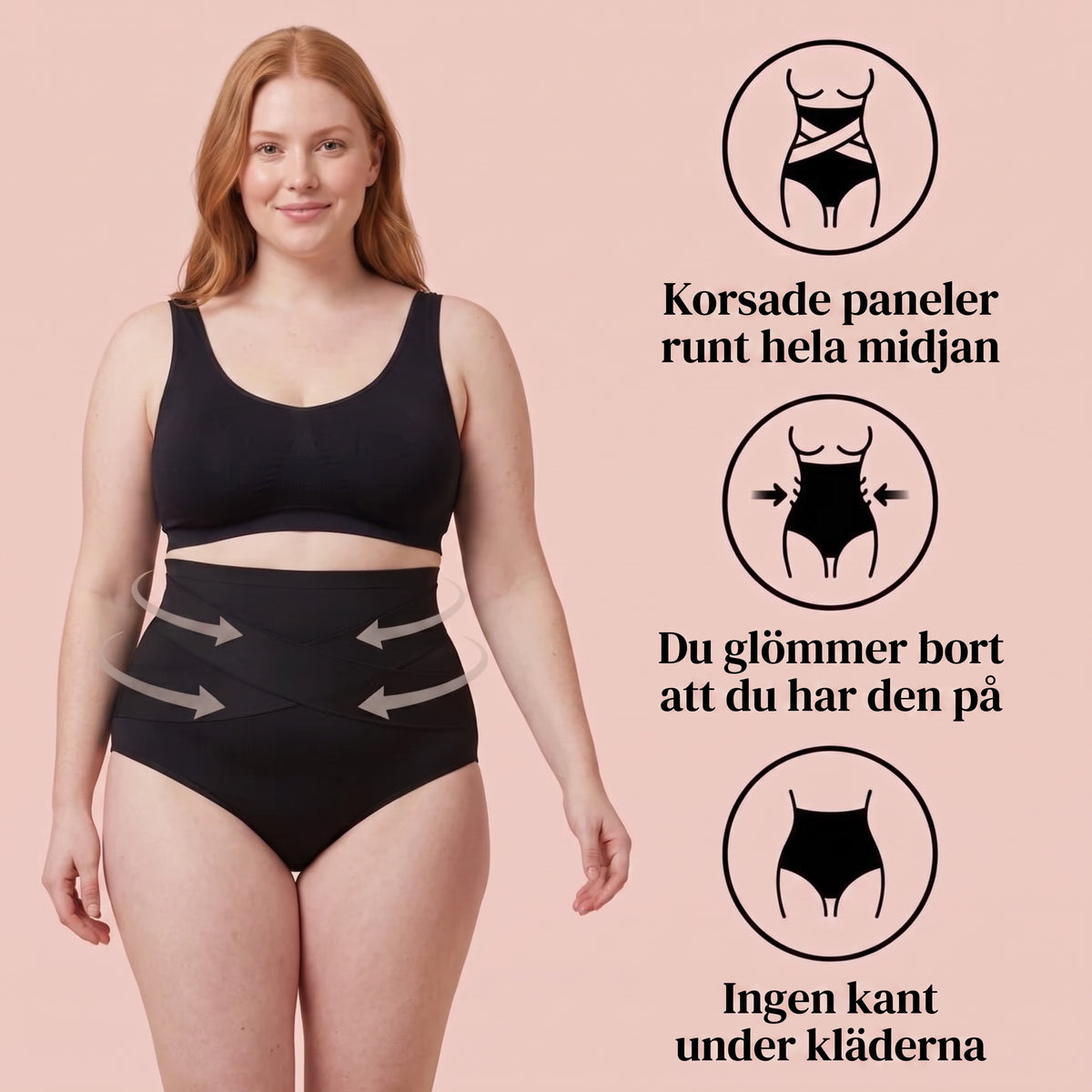 Modell med trosan och tre punkter om passform och komfort