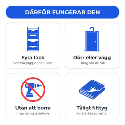 Zvarelo hängande filtförvaring 4 fack