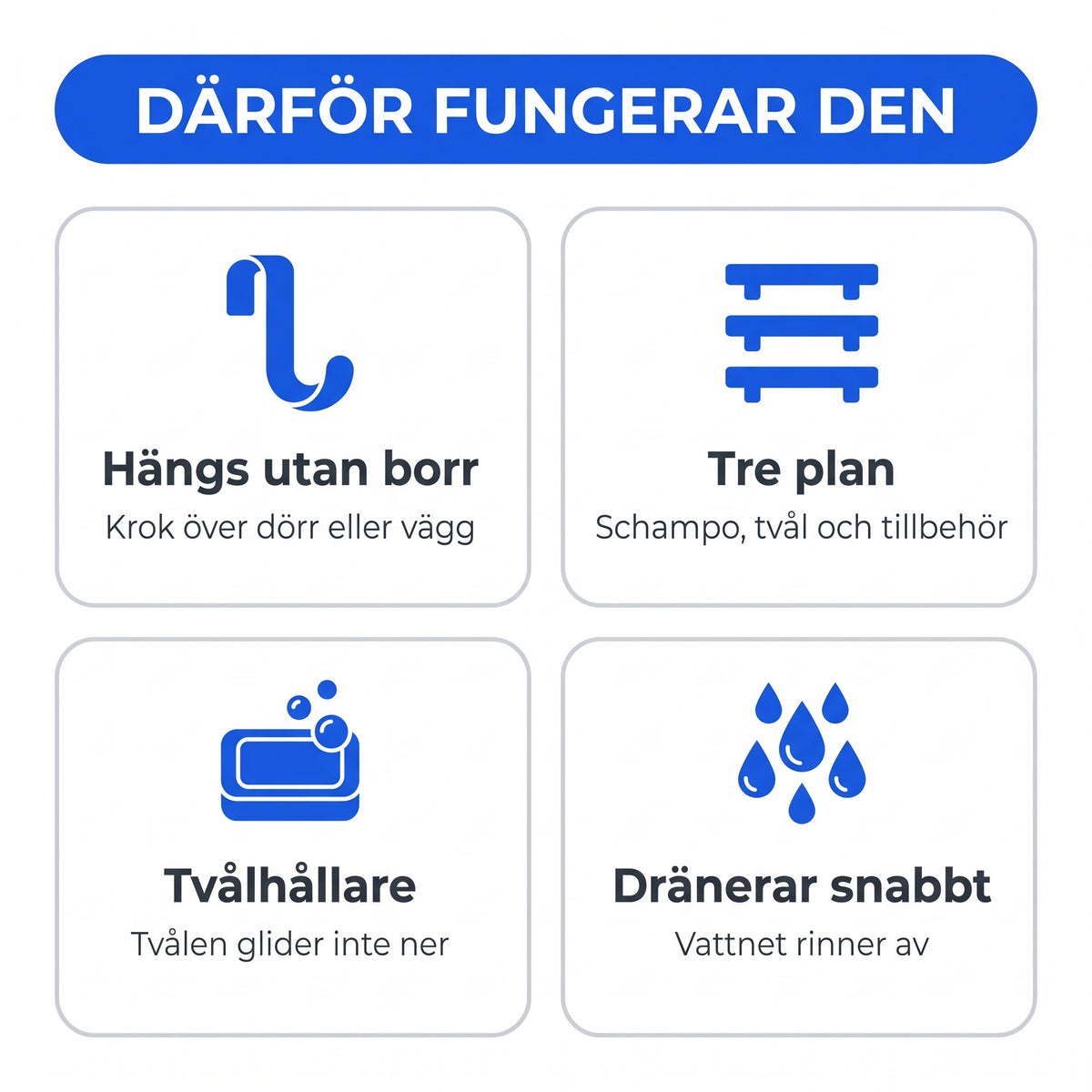 Zvarelo hängande duschhylla 3 plan