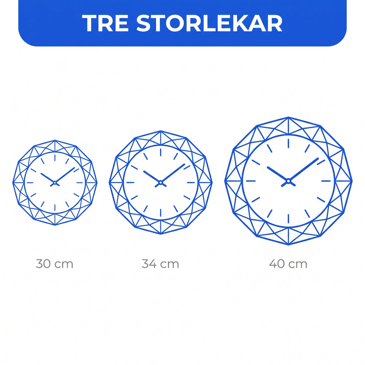 Zvarelo väggklocka storleksjämförelse