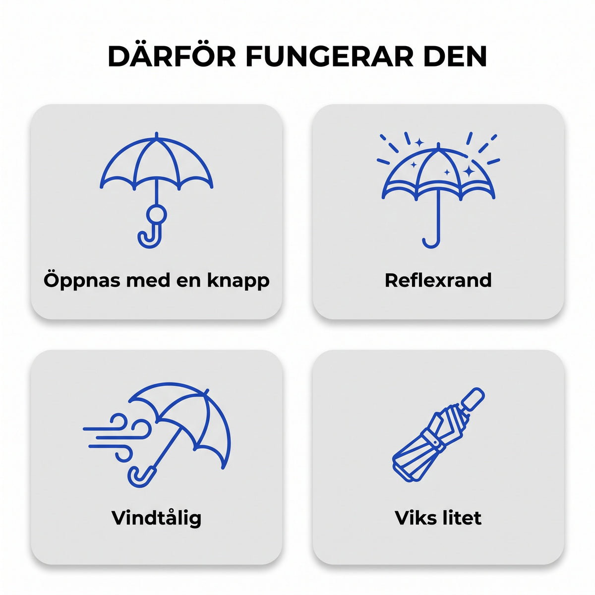 Zvarelo™ — Reflexparaply som låter dig synas när regnet kommer
